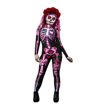 Nouă Copii Fete De Ziua Morților Schelet Crescut Sexy Femei Haine Halloween Diavol Fantomă Salopeta Petrecere De Performanță Cosplay Costum