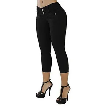 În 2020, Noi Femeile lui Jean-ca Pachetul Hip Gâfâi Slims Culoare Solidă de Înaltă talie Elastic de Șapte cenți Pantaloni din Amestec de Bumbac, Casual Purtarea