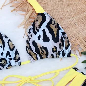 De sex feminin 2019 Nou Sexy Leopard Bikini String Două piese Set de Bikini de costume de Baie Monokini Brazilian Costume de baie Femei Costum de Baie Înot