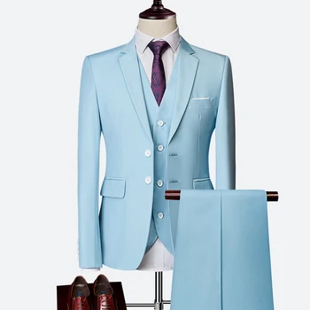 10 culori（Sacou+Pantaloni+vesta) high-end personalizate de afaceri costum din trei piese barbati slim frac barbati nunta bal rochie Plus dimensiune 6XL