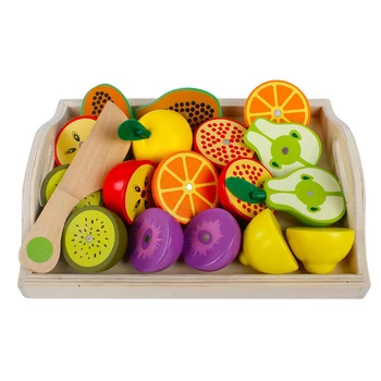 Simulare De Bucătărie Pretinde Jucărie Din Lemn Clasic Joc Montessori Jucărie De Învățământ Pentru Copii, Copii Cadou De Tăiere De Fructe Și Legume De Set
