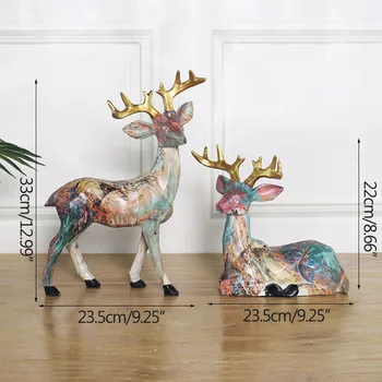 Nordic Pictura Ulei Animale Sculptura Elan Cal Figurine De Rasina De Artă Modernă Meserii Acasă Decorare Desktop Ornament Cadou De Ziua De Nastere