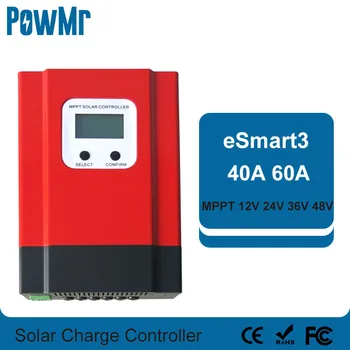 PowMr ESmart3 MPPT 40A 60A Controler Solar 48V/36V/24V/12V Auto Back-lumină LCD Max 150VDC Intrare de Economisire a Energiei Port RS485