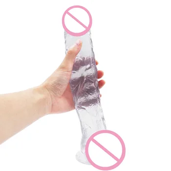Moale Mare Dildo-uri pentru Femei Realist Cristalul Vibrator Anal din Silicon Real Penis Artificial rezistent la apa ventuza Vibrator Adult Sex Toy