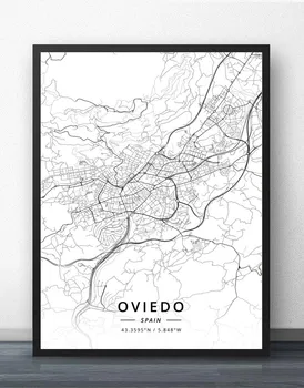 Murcia Oviedo Palma Salamanca Santander Sevilla Tarragona Toledo, Valencia, Valladolid Vigo-Zaragoza Spania Hartă Poster