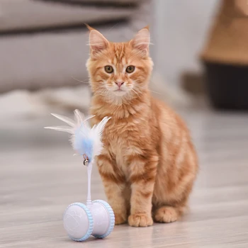 Inteligente Interactive Jucărie Pisica de Lumină LED Cu Pene de animale de Companie Auto de Interior de Joc în aer liber Jucărie Pahar de Rotație Minge Pentru Câine Pisică Consumabile