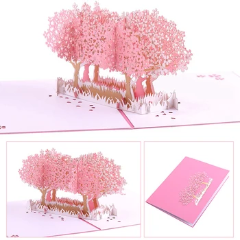 3D Cherry Blossom Pop-Up Card de Felicitări realizate Manual de Cadouri pentru Absolvire Aniversare de Nunta de Primavara TP-Fierbinte Decoratiuni