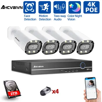 4K Ultra HD 4CH DVR Kit Audio cu Două căi aparat de Fotografiat CCTV, Sistem de Securitate 8MP CCTV Sistem de Viziune de Noapte IR de Exterior Kit de supraveghere Video