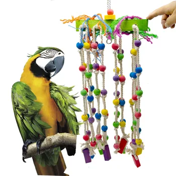 1BUC Dimensiuni Medii Papagal de Jucarie Pasare de Jucarie Sfoara Bumbac Margele Colorate Musca Alpinism String