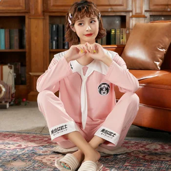 YRRFUOT 2020 Toamna anului Nou Stil de Imprimare Roz cu Maneci Lungi Fată Frumoasă Pijama Pantaloni Body Pijamale Femei Seturi de Îmbrăcăminte pentru Femei