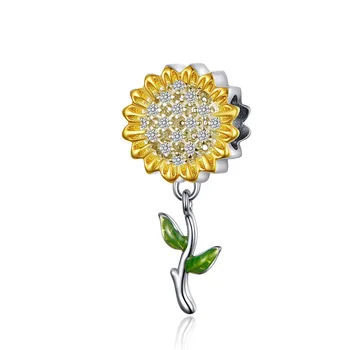 Argint 925 Floarea-soarelui Cu Zircon Farmecul Original se Potrivesc 3mm Bratara&Brățară Pentru Femei de Ziua Moda Bijuterii Cadou BMT024