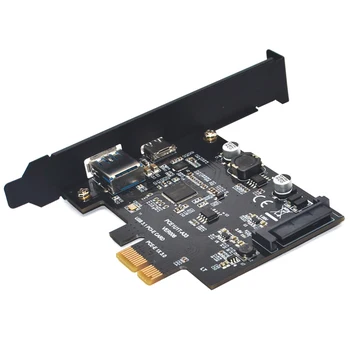 SuperSpeed USB 3.1 Tip C + USB 3.0 PCI-Express Montantului plăcii de extensie SATA 15pin Conector de Alimentare PCIE X1 Adaptor ASM3142 Chipset-uri