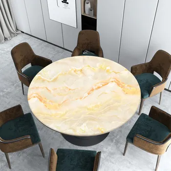 Runda Marmură masă Masă Capac Transparent bucatarie model de petrol față de masă de sticlă cârpă moale Rotund Acasă Birou Acoperi