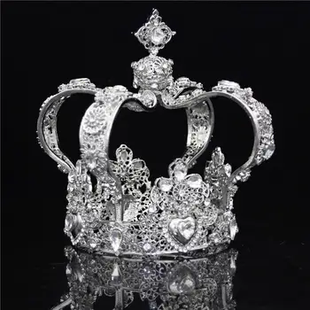 Regal baroc Rege Coroana de sex Masculin Diademă de Mireasă ornamente de păr de Nunta pentru Mireasa Bal diademe și coroane Cap de Bijuterii
