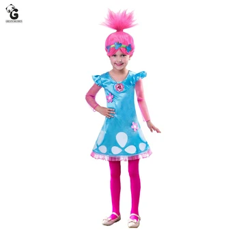 Trolii de Mac Costum de Carnaval Costume de Halloween pentru Copii Fancy Rochie Fete Troli Peruca vestido de festa Fete Rochii de Cosplay