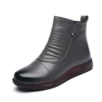 Toamna pentru femei pantofi de piele, cizme de moda pentru femei cizme de iarna pentru femei pantofi plat non-alunecare de cald gros-pantofi cu talpi de femei 2021