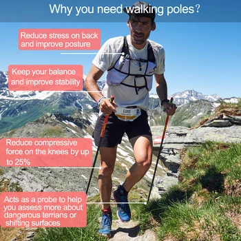 5-Secțiunea În Aer Liber Ori Stick De Mers Pe Jos Bețe De Trekking Pentru Nordic Walking, Drumeții Naturehike Antișoc Baston Sau În Vârstă