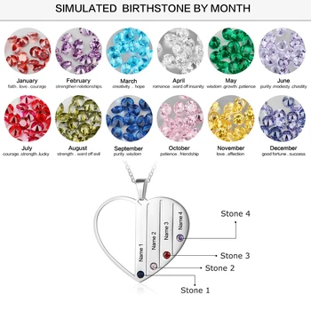 Personalizate Colier Moda Promit Bijuterii din Oțel Inoxidabil Pandantiv Inima Grava Numele Birthstones Cadou de Aniversare pentru Femei