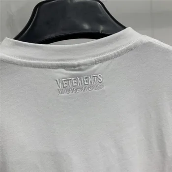 Streetwear Hip Hop Supradimensionat Vetements Maneci Scurte Tee VTM T-shirt, Broderie Negru Alb Verde Vetements Tricou