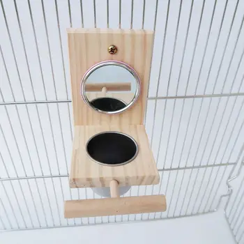 Pasăre Oglindă Jucarii De Lemn Papagal Stinghii Suport Platforma Alimentator De Pasăre Căni