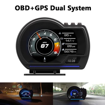 Masina HUD Calculator OBD2 GPS cu Alarmă Lumina Ambientală suport Reglabil Clar codul de eroare de Vitezometru OBD2 Metru