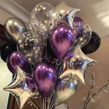 18inch Stele Balon de Folie de 12 țoli Silver Star Confetti Baloane Pentru Ziua de nastere Petrecere de Nunta Decor Copil de Dus Heliu Balon de Metal