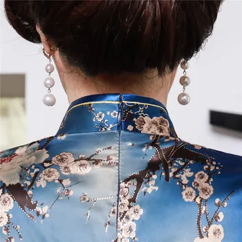 Chineză Stil de sex Feminin de Imprimare Tricou Floare de Vara Maneca Scurta Bluza Albastru Supradimensionat 3XL 4XL Tradiționale Tang Top Haine Clasice