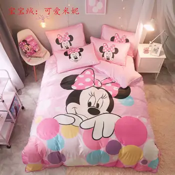 Vis Minnie Mouse 3D fular set de lenjerie de pat Queen-size quilt carpetă acopere set pentru fete pentru pat Twin dimensiune Cuvertura singură Foaie