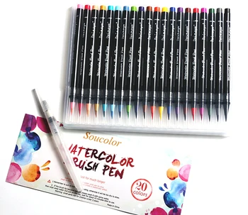 20Colors pensula Pictura Perie Moale Pen Set Acuarela Markeri Pen Efect Mai bun Pentru Cărți de Colorat Manga benzi Desenate Caligrafie