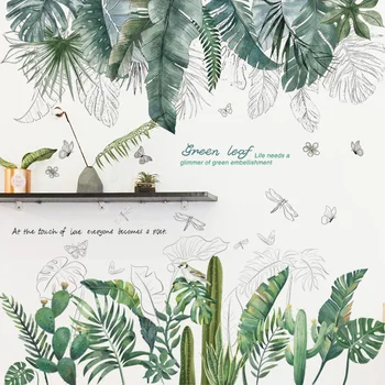 Arbore Tropical Frunze de Autocolante de Perete DIY Stil Nordic Planta Decalcomanii de Perete pentru Camera de zi Dormitor Decor Acasă