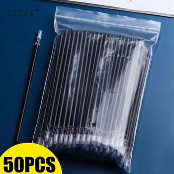 50 Buc/lot 0,5 mm Pix cu Gel Erasable Pen Refill Set Tijă de Mare Capacitate Albastru Cerneală Neagră Shool Lavabil Mâner Pixuri Scris de Papetărie