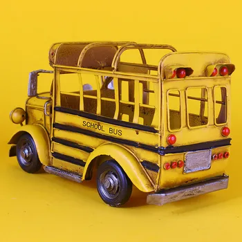 Design Nou Campus Școlar Autobuz Acasă Decorare Mobilier Fier Artware Model De Masina Pen Caz Stilou Titularul Decor Birou Ornament Cadou