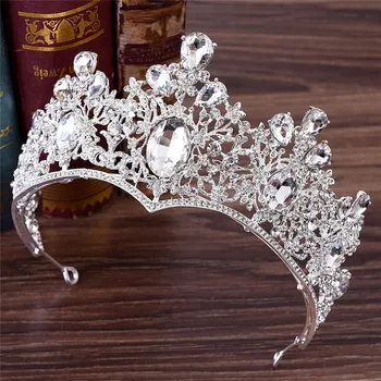 Vintage Baroc Aur Gol de Mireasa Tiara Crystal Queen Coroana de Nunta Accesorii de Par banda de Concurs de Ornamente de Păr Frizură