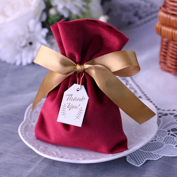 30pcs Vin roșu de Catifea, pânză de sac de cadouri ambalare copil de dus cutie de bomboane de Nunta nunta favoarea cutie de ciocolată cutii saci de partid