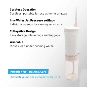 Călătorie fără Fir Irigator Oral USB Reîncărcabilă Pliabil Dentare Apă ața dentară Portabil de Curățare Dinți, ața dentară cu 5 Jet de Sfaturi