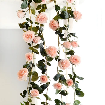 Flori artificiale Crescut Vița-de-vie Nunta Decor Real Atingere de Mătase Ghirlandă de Flori Șir Cu Frunze de Acasă Agățat Decor 180cm