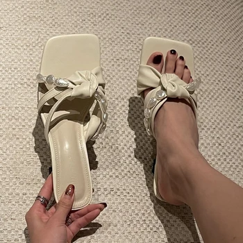 Femei Elegante Sandale Papuci Sandale Bej/Negru Doamnelor Tocuri Subtiri De Mare Diapozitive Catâri Pantofi De Petrecere Pompe Rochie Casual, Sandale