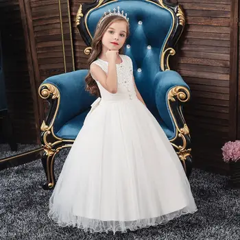 2020 Vara domnisoara de Onoare Fata de Flori de Ziua de Banchet Cusaturi Dantelă Rochie Eleganta Nunta Buclă Rochie de 10 12 Ani