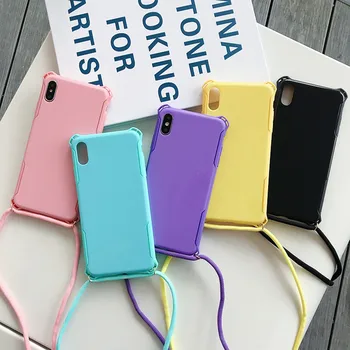 Pentru iphone 11 pro max 7 8 6s 6 plus XS MAX XR X capac caz de moda anti-knnock bomboane culoare curea de umăr silicon+pc telefon sac