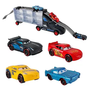 Disney Pixar Cars Lightning Mcqueen Jackson Camion Furtună Cu 6 Mici Mașini De Turnat Sub Presiune Din Aliaj De Metal Masinile Jucarii De Cadouri De Crăciun Pentru Copii