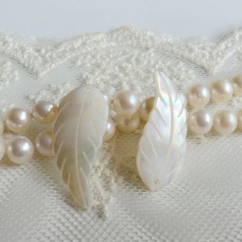 29*12MM 20buc Frunze de Forma de Aripa Natural White Pearl Shell Margele Bijuterii Pandantive Farmece