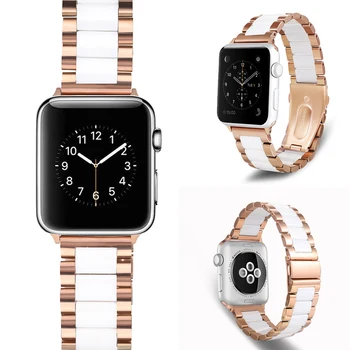Compatibile pentru Apple Watch trupa de metal curea 44/40/38/42mm Serie 6/5/4/3/2/1 din Oțel Inoxidabil Ceramică banda curea Link-ul de bandă curea