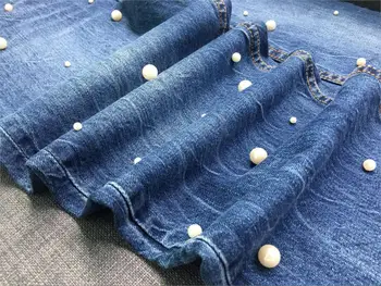Sherhure 2019 jeans Femei Blugi Talie Mare Perla ștrasuri din Mărgele Largi Picior Drept Femei Blugi Denim Pantaloni Pantalon Femme
