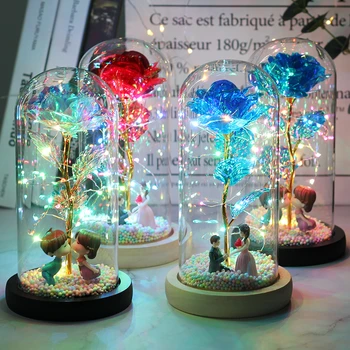 2020 CONDUS Fermecat Galaxy a Crescut Veșnică Aur de 24K Folie Floare Cu Fairy Șir de Lumini În Dome De Crăciun Cadou de Ziua Îndrăgostiților