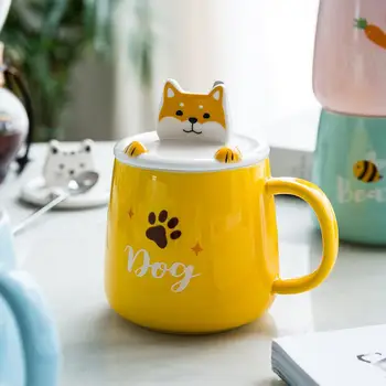 MDZF 410ml de Desene animate de Animale Cană Ceramică Cu Telefonul Mobil Holde ' Cafea cu Lapte Cana mic Dejun Office Acasă Drinkware Cutie Cadou Set