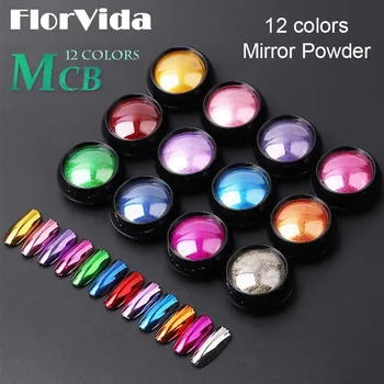 FlorVida 0,5 g Oglindă Praf Nail Art Chrome Sclipici Perlat Pigment Praf Holografic Freca Pe Unghii Super Strălucitoare de Înaltă Calitate