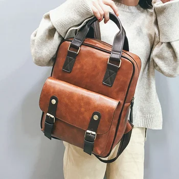 2020 mochila feminina anti-furt ghiozdane impermeabil de călătorie de epocă laptop maro din piele rucsac mare femei designer coreean