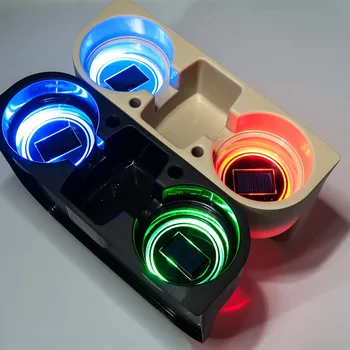 Masina solara Suportul de pahare Cu LED-uri de Lumină de Jos Saltea Pad Acoperă Lampă de Sticlă de Băuturi Coaster Styling Auto