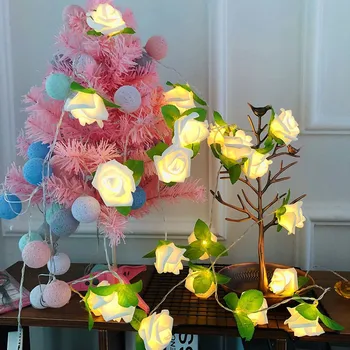 Zână a Crescut Șir Decor Lampa 2M 20leds Floare de Lumină Alimentate de o Baterie de Vacanță de Crăciun pentru Valentine Petrecere de Nunta Garlan
