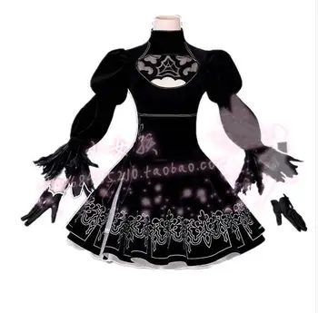 NieR:Automata 2B Joc Rochie Neagră Cosplay Costum Rochie anime Japonez erou lolita fete dress mănuși de halloween set uniform